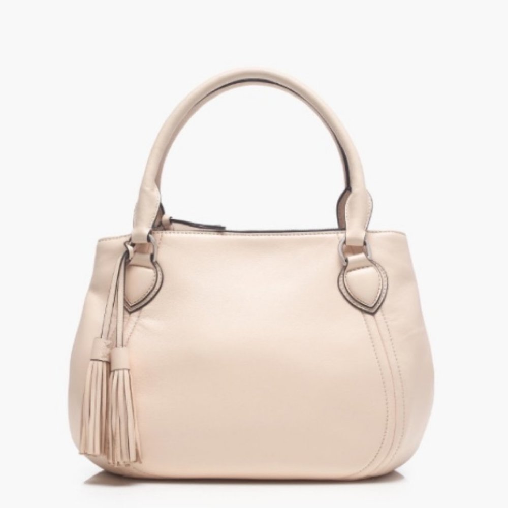J. Crew Cream Satchel Bag in Leather